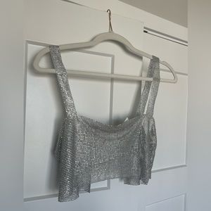 Silver disco crop top